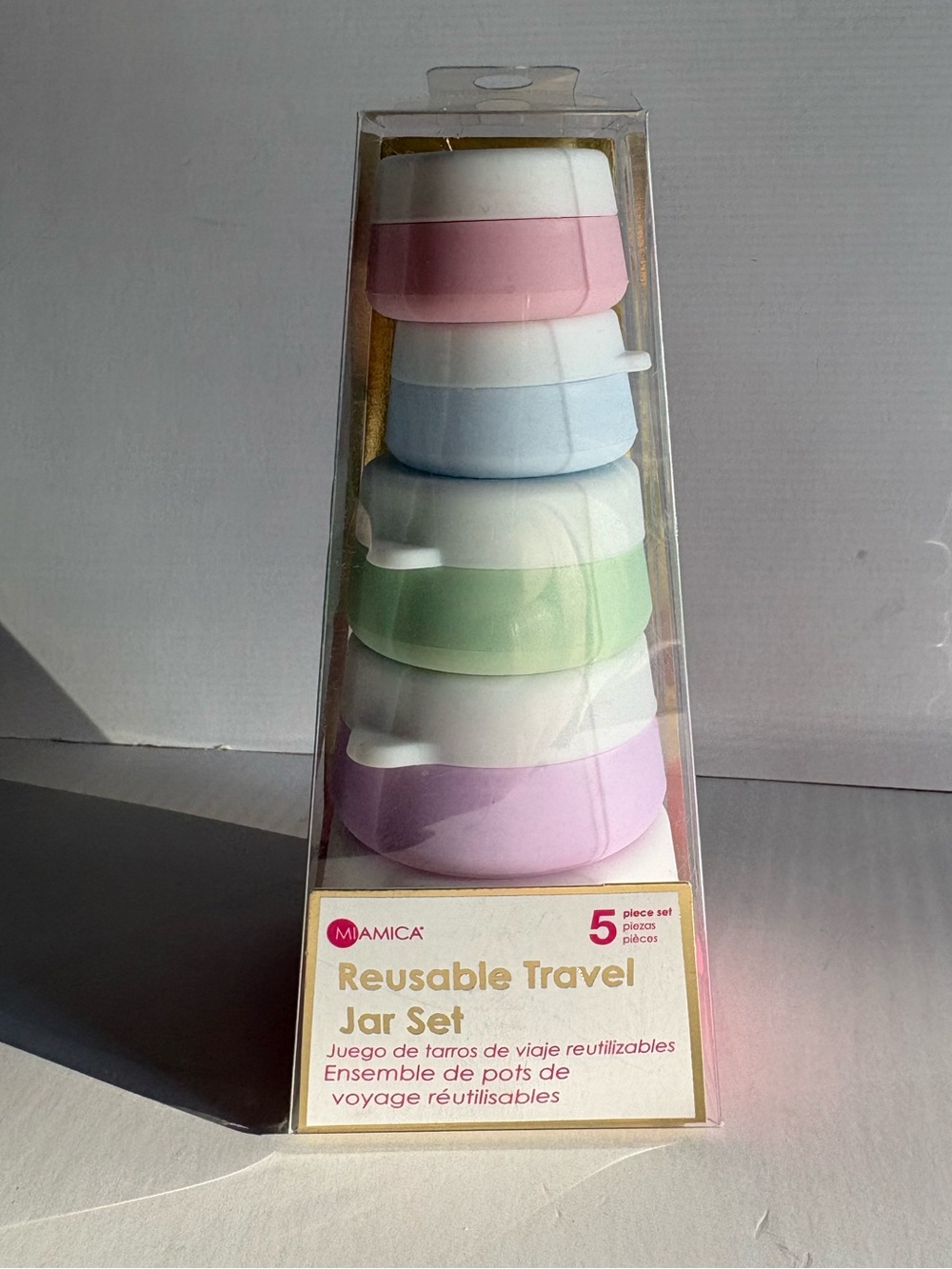 NWT Miamica Rickrack 5-Piece Reusable Silicone Travel Jar Set